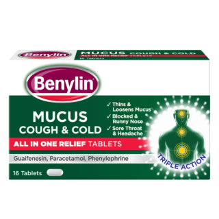 Benylin Mucus Cough & Cold All In One Relief – 16 Tablets