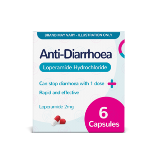 Anti-Diarrhoea Capsules (Loperamide 2mg) – 6 Capsules (Brand May Vary)