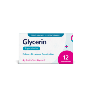 Glycerin 4g For Constipation Adults Size – 12 Suppositories (Brand May Vary)
