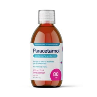 Paracetamol Suspension Children 6+ 250mg/5ml - 80ml (Brand May Vary)
