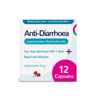 Anti-Diarrhoea Capsules (Loperamide 2mg) – 12 Capsules (Brand May Vary)