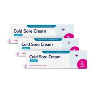 Cold Sore Cream Aciclovir 5% Cream - 2g - 3 Pack (Brand May Vary)